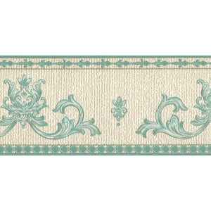 Davina Acanthus Motif Green / Cream Blown Vinyl Border by Rasch 529128