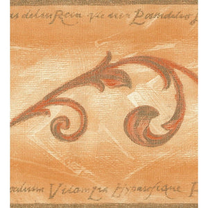 Radiance Scroll Yellow / Terracotta Border by Country Decor RAD-1474B