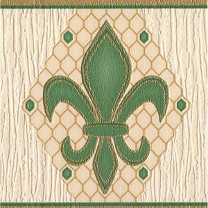 Montreal Fleur De Lys Green / Cream Textured Border by Grandeco V377-15B