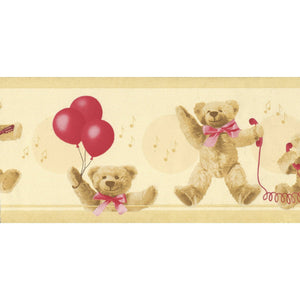 Teddy Bear Party Cream / Red 10 Metre Border by Decor Maison 1214