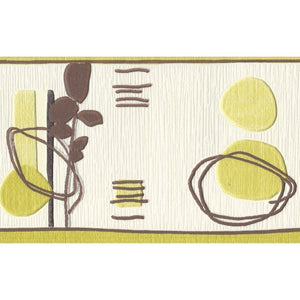 Abstract Scandi Art Lime / Brown / White Textured Border by UGEPA F31704