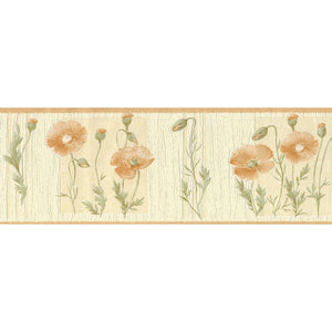 Premium Poppy Bloom Yellow / Cream Textured Border by Grandeco V164-08B