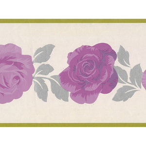 Rose Blooms Purple / Cream Border by Fine Decor 191313