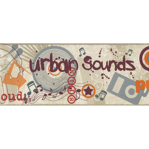 Pump It Up Beige Border by Coloroll Kids M0183