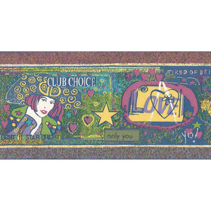 Nouveau Lyrics Blue / Multi 10 Metre Border by Coloroll 200437