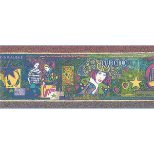 Nouveau Lyrics Blue / Multi 10 Metre Border by Coloroll 200437