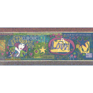 Nouveau Lyrics Blue / Multi 10 Metre Border by Coloroll 200437
