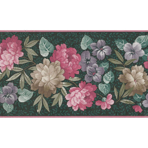 Tuscany Floral Pink / Black 10 Metre Border by Storeys 9582-01