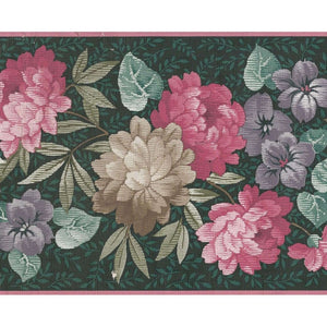 Tuscany Floral Pink / Black 10 Metre Border by Storeys 9582-01