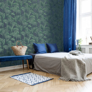 Honolulu-Palm-Navy-Green-Glitter-Wallpaper-by-Julien-Macdonald-112086