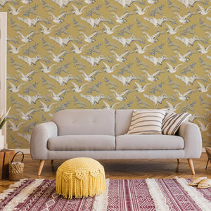 Cranes-Ochre-Wallpaper-by-Superfresco-Easy-108121