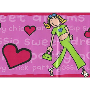 Groovy Chick Pink Self Adhesive Border by Bang on the Door