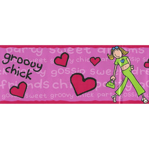 Groovy Chick Pink Self Adhesive Border by Bang on the Door