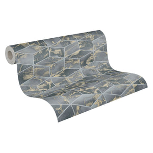 Metropolitan-Stories-Alena-Marble-Cube-Charcoal-Wallpaper-by-AS-Creation-37863-4