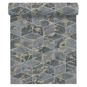 Metropolitan-Stories-Alena-Marble-Cube-Charcoal-Wallpaper-by-AS-Creation-37863-4