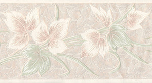 Rosanne Leaves Peach / Green Vinyl Border by Vymura 19-712