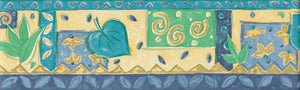 Abstract Leaves Blue / Yellow Border by Shand Kydd 62836