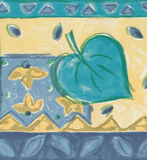 Abstract Leaves Blue / Yellow Border by Shand Kydd 62836