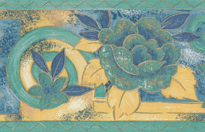 Abstract Floral Blue / Yellow Border by Shand Kydd 62841