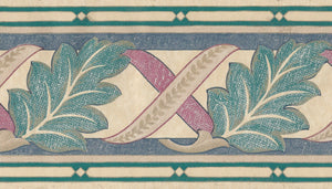 Acanthus Leaf Blue / Pink Vinyl Border by Vymura 79-548