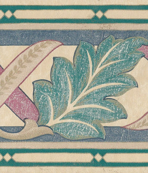 Acanthus Leaf Blue / Pink Vinyl Border by Vymura 79-548
