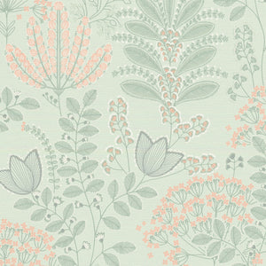 Famous Garden Dreaming Garden Green & Pink Floral Wallpaper by AS Creation 39349-3