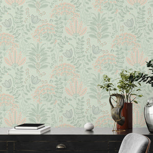 Famous Garden Dreaming Garden Green & Pink Floral Wallpaper by AS Creation 39349-3