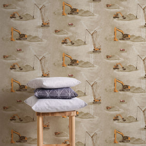 Kids Construction Vehicles Neutral Wallpaper by AS Creation 36271-2