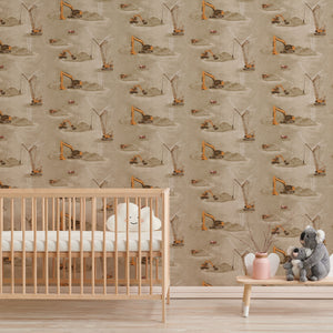 Kids Construction Vehicles Neutral Wallpaper by AS Creation 36271-2