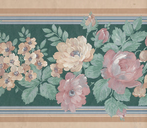 Floral Bottle Green Wide Border by Fine Decor B823