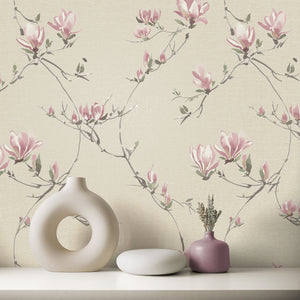 Isla Trail Natural / Pink Wallpaper by Fine Decor FD44318