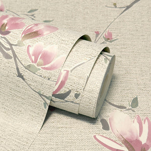 Isla Trail Natural / Pink Wallpaper by Fine Decor FD44318