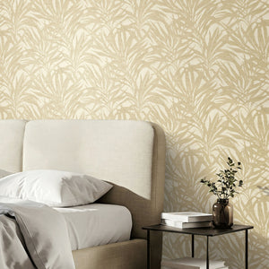 Sorrento Palm Leaves Gold Wallpaper by Vymura M95713