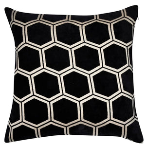 Ivor Black Honeycomb 56cm Square Cushion from Malini